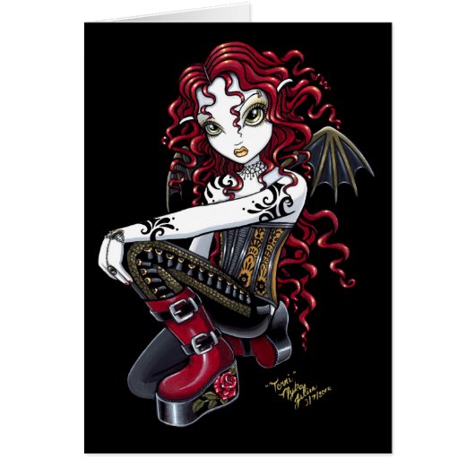 "Terri" Red Tattoo Faerie Card (Front)