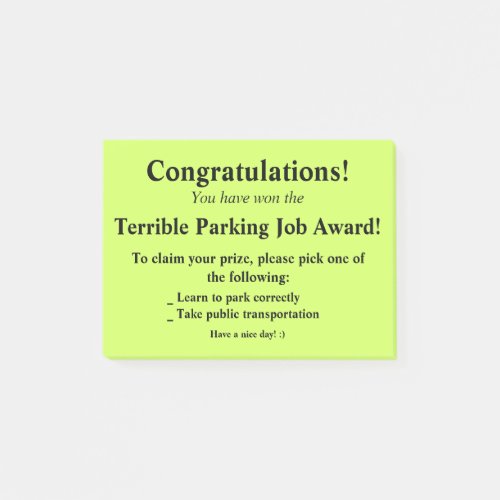 Terrible Parking Post_it Post_it Notes