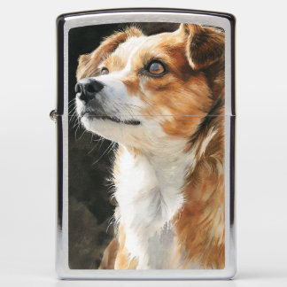 Terrier chihuahua mixed breed dog closeup zippo lighter