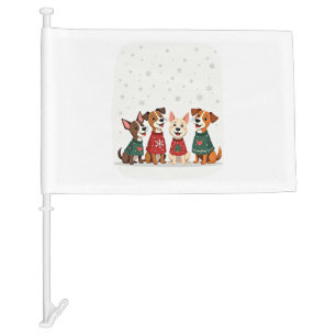 Terrier Christmas Choir Car Flag