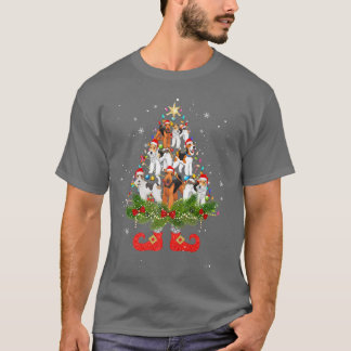 Terrier Christmas Tree Lights Cute Santa Hat Dog L T-Shirt