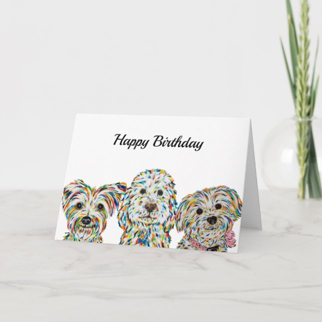 Terrier Cockapoo Yorkie Bichon Birthday Day Card (Front)