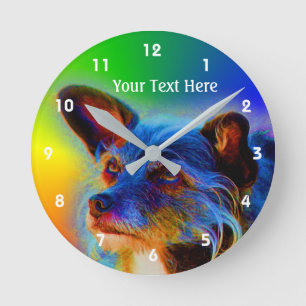 Terrier Dog Abstract Animal Art Round Clock