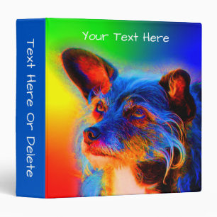 Terrier Dog Abstract Rainbow Art Personalized 3 Ring Binder