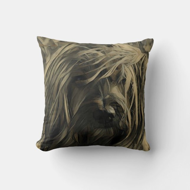 Terrier dog face throw pillow (Front)