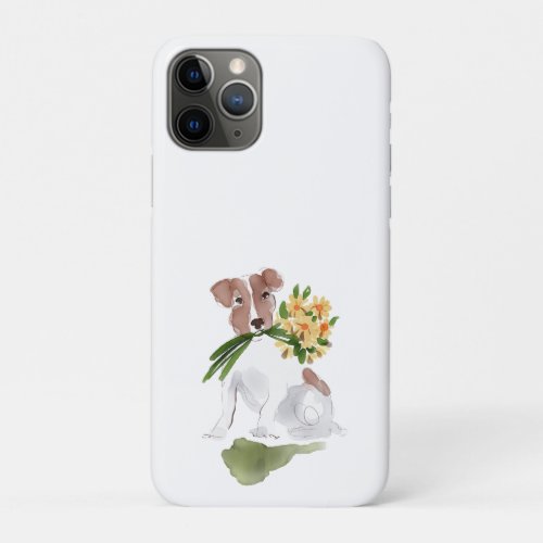 Terrier Dog Flowers Sweet Pet Lover Tech iPhone 11 Pro Case