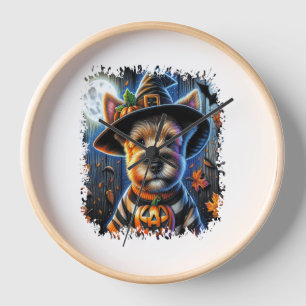 Terrier Dog Halloween Square Clock