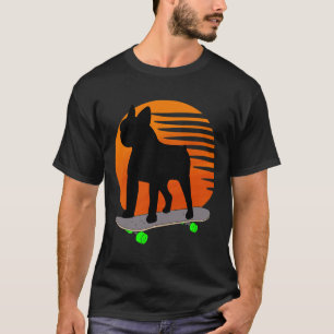 Terrier - French Bulldog Skateboarding Over A Suns T-Shirt