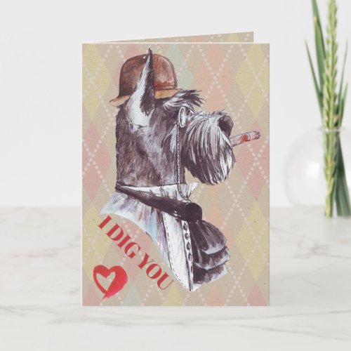 Terrier Gentleman Dog I Dig You Holiday Card