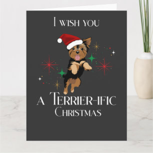 Terrier-ific Christmas Cute Dog Holiday Pun Card