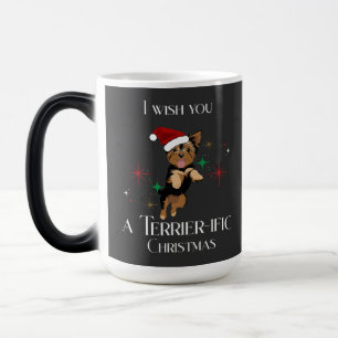 Terrier-ific Christmas Cute Dog Holiday Pun Color Morph Mug