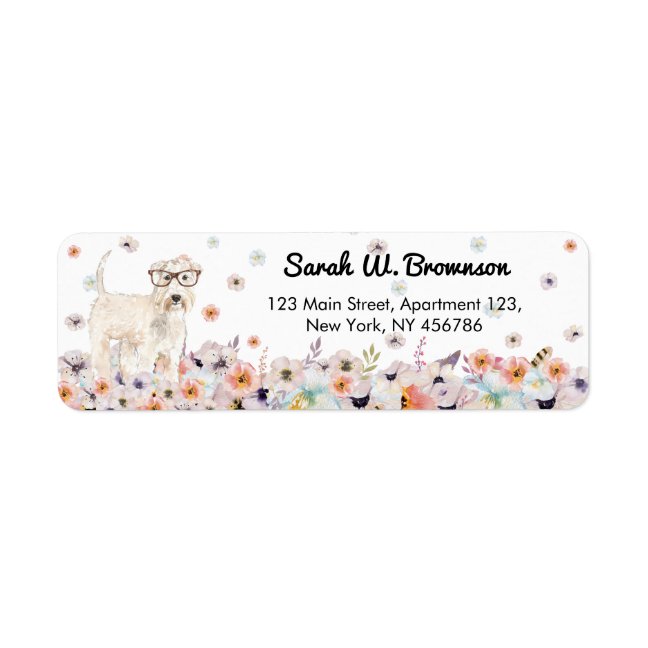 Terrier Irish Wheaten Dog retro eyeglasses Label