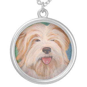 Terrier Portrait Cute Pet Dog Art Silver Plated Necklace