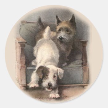 Terrier Puppies Stickers by Vintage_Obsession at Zazzle
