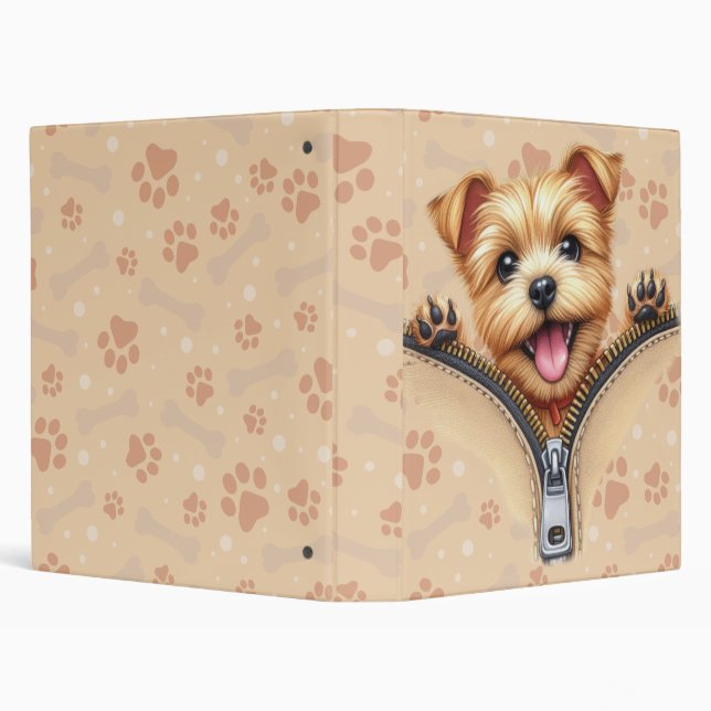 Terrier Puppy In Zipper Pocket  3 Ring Binder (Background)