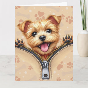 Terrier Puppy In Zipper Pocket  Card