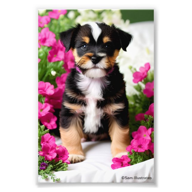 Terrier Puppy Satin Photo Enlargement Print (Front)