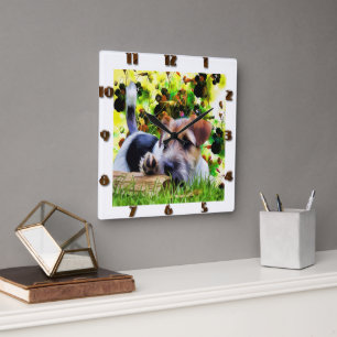 Terrier Puppy Square Wall Clock