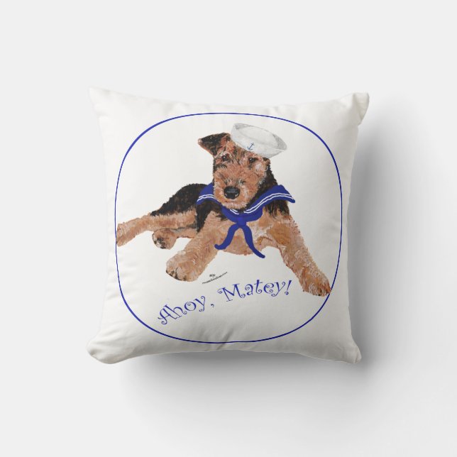 Terrier Sailor Boy Throw Pillow (Front)