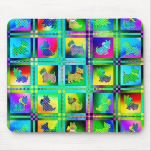 Terrier  Silhouettes  in a Checkeboard Pattern Mouse Pad