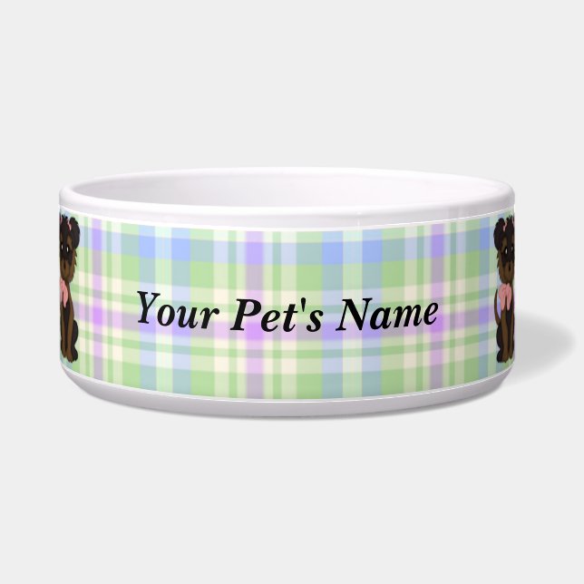 Terrier Yorkie Dog Puppy Food Bowl or Water Dish (Front)