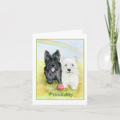 Terriers And Rainbows Friendship Card