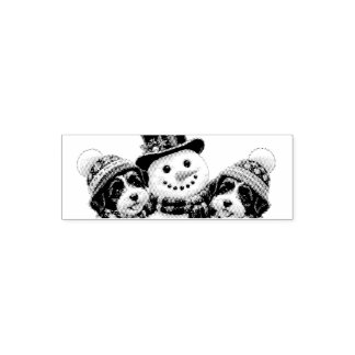 Terriers Drinking Hot Chocolate with Mr. Snowman Self-inking Stamp