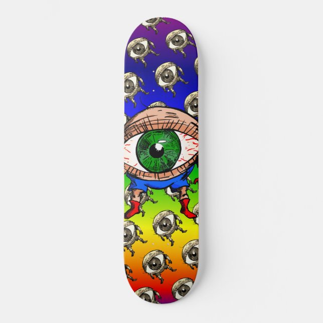 Terrif-eye-ing Trippy Rainbow Skateboard (Front)