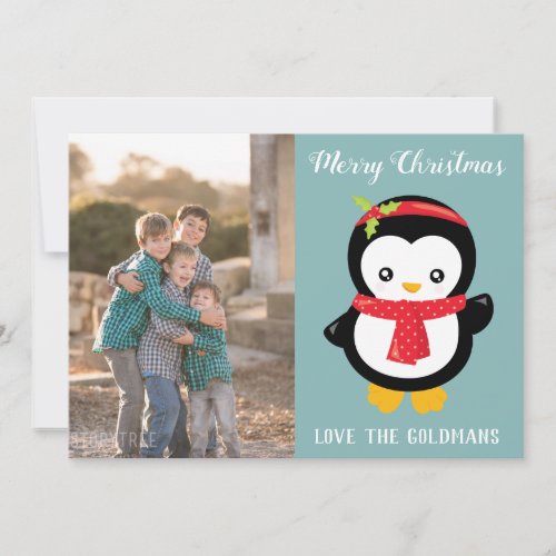 Terrific Penguin Christmas Photo Holiday Card