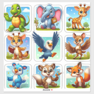 Terrific set of cartoon animal stickers