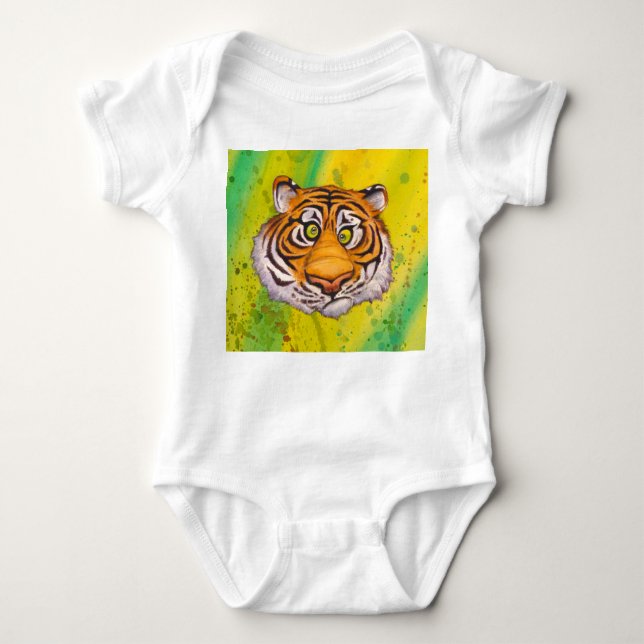 Terrific Tiger One-piece Baby Bodysuit (Front)