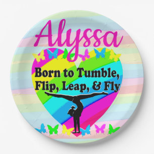 TERRIFIC TUMBLING GYMNASTICS DESIGN PAPER PLATES