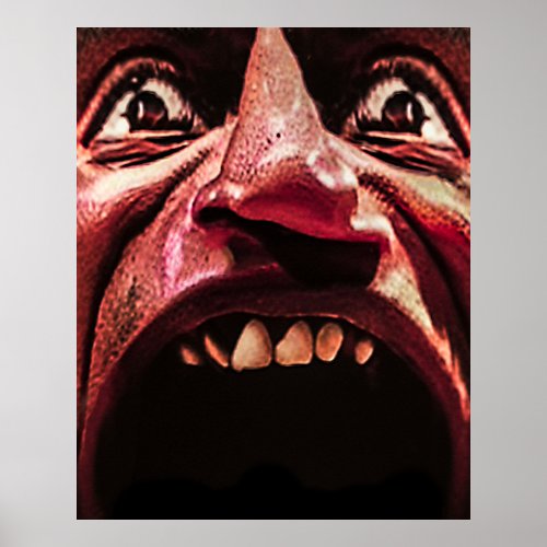 Terrified man closeup portrait illustration poster