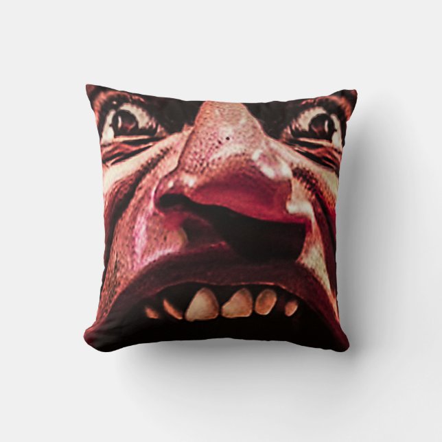 Terrified man closeup portrait illustration throw pillow (Front)