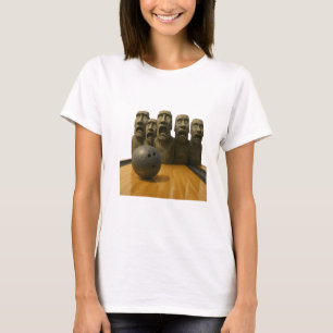 Terrified Moai Statues on a Bowling Lane T-Shirt