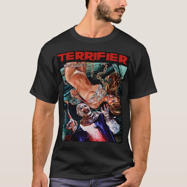 Terrifier Art The Clown Horror Movie Art T-Shirt (Front)