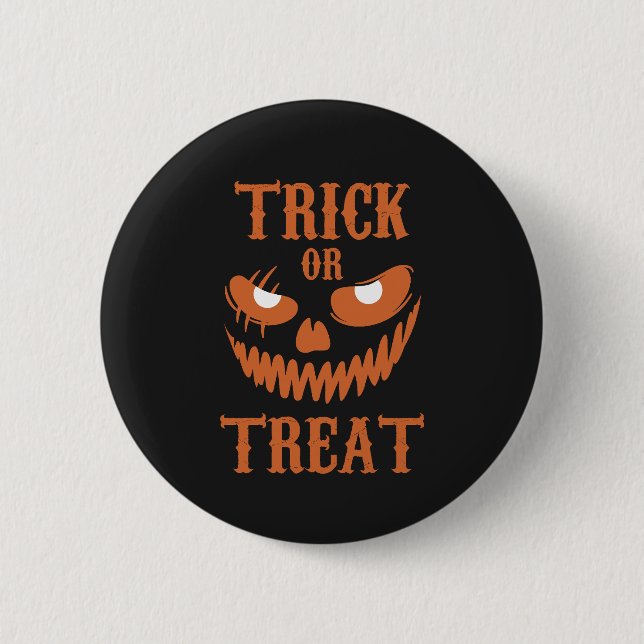 Terrifying Halloween Face Trick Treat Dark Spooky  Button (Front)
