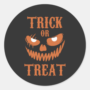 Terrifying Halloween Face Trick Treat Dark Spooky Classic Round Sticker