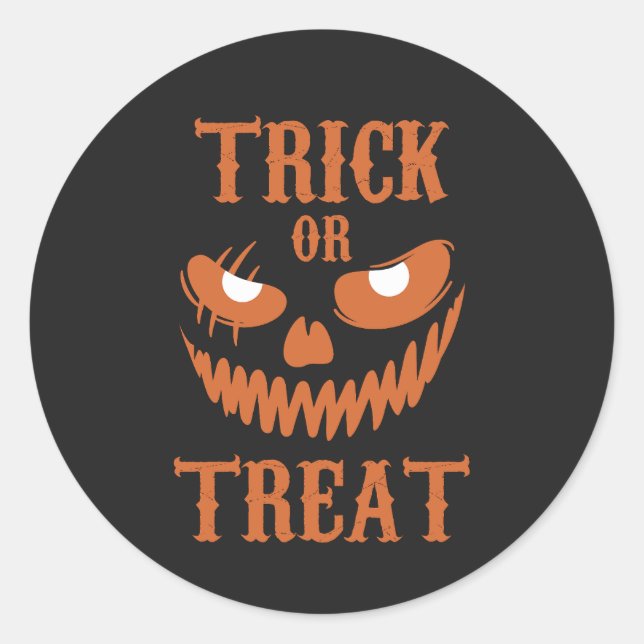 Terrifying Halloween Face Trick Treat Dark Spooky  Classic Round Sticker (Front)
