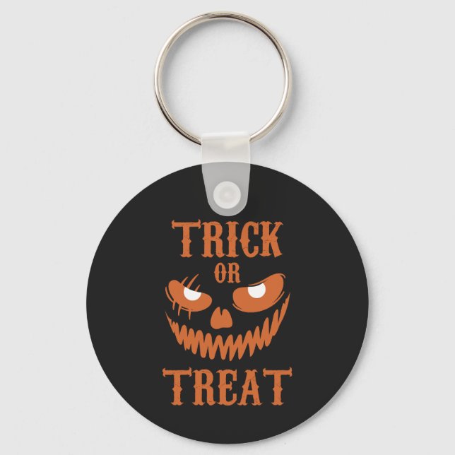 Terrifying Halloween Face Trick Treat Dark Spooky  Keychain (Front)