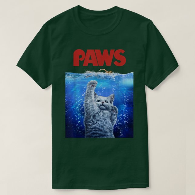 Terrifying Monster White Cat Attack Swimmer  T-Shirt (Design Front)