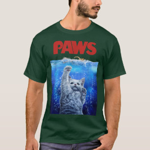 Terrifying Monster White Cat Attack Swimmer T-Shirt