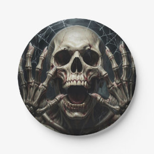 Terrifying Skull Scream Halloween Party Small Paper Plates