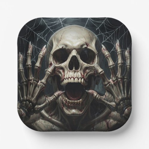 Terrifying Skull Scream Halloween Party Small Paper Plates
