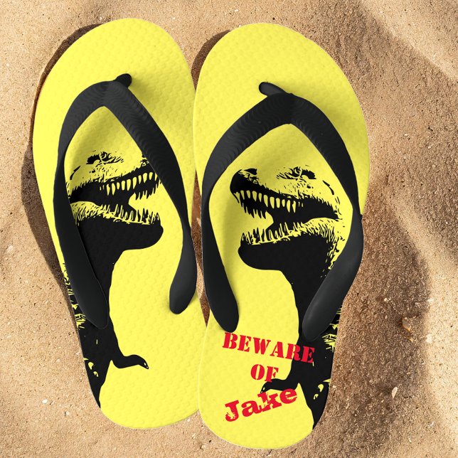Terrifying T-Rex Dinosaur Graphic Kid's Flip Flops (Creator Uploaded)