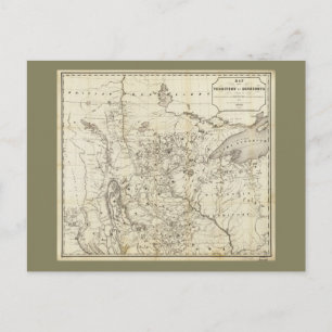 Territory of Minnesota Map (1849) Postcard