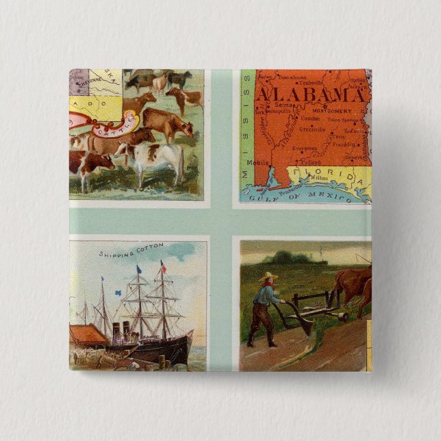 Territory of Wyoming, Alabama, Louisiana, Kansas Pinback Button (Front)
