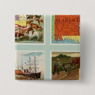 Territory of Wyoming, Alabama, Louisiana, Kansas Pinback Button