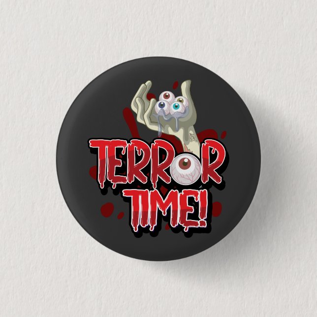 Terror Time Zombie Hand with Eyeballs   Button (Front)