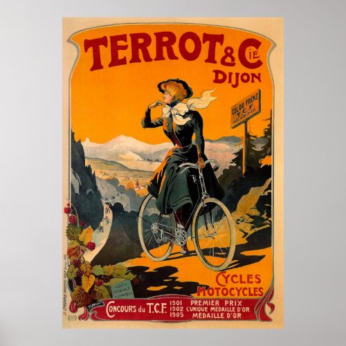 Terrot  Cie Dijon Vintage Bike Poster